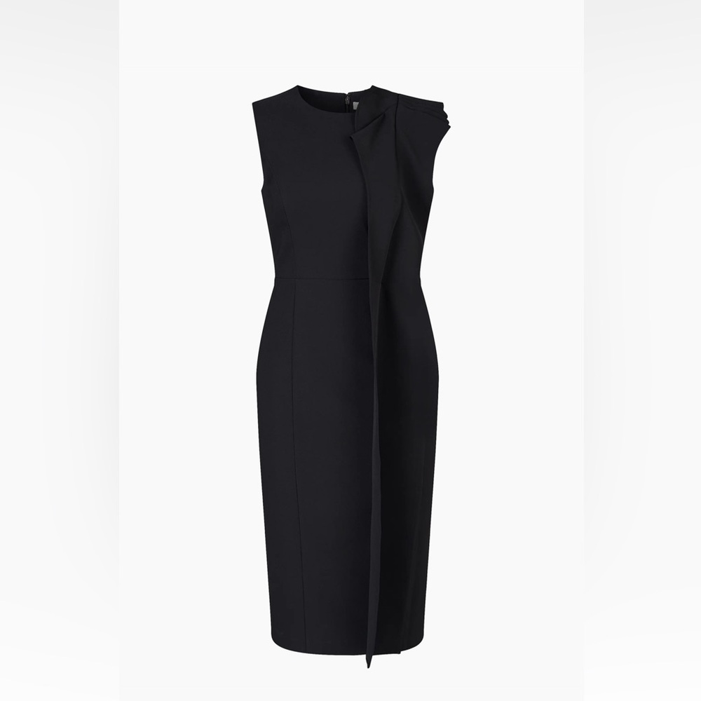 Kay Unger  Naomi Stretch Crêpe Cocktail Formal Black Midi Dress Size‎ 4 NWT